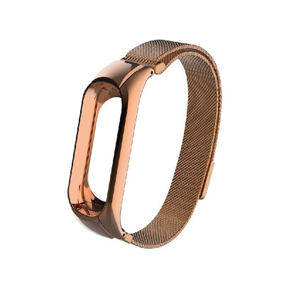 

Replacement Wrist Strap for Xiao-Mi Band 34 Magnetic-Absorption Steel with Double Buckle Cover Rose Golden
