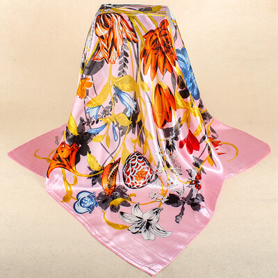 

Simulation silk scarf spot wholesale 90cm satin large square scarf Yiwu scarf factory direct sales special gift