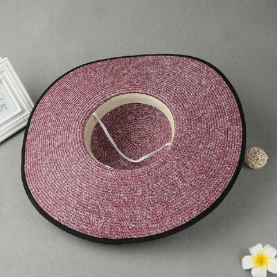 

Fashion Women Sun Hat Straw Hat Solid Wide Brim Self-tie Summer Sunbonnet Beach Panama Hat