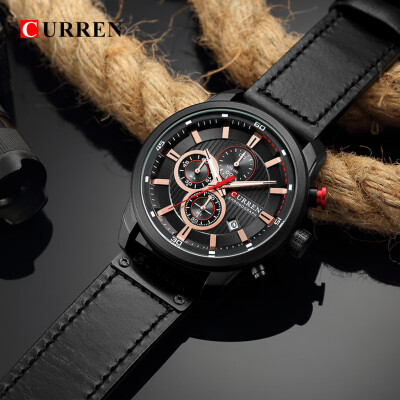 

Gobestart Waterproof Calendar Quartz Watch Round True Three Eyes Mens Business Watch