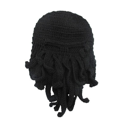 

Funny Winter Warm Octopus Mustache Hat Cable Knitted Wool Cap Windproof Skull Ski Caps Cosplay Squid Mask