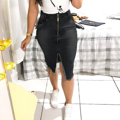 

Roseonmyhand Women Fashion High Waist Ripped Split Bodycon Street Style Denim Mini Skirt