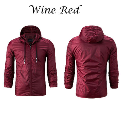 

Mens Waterproof Windbreaker Zip Jacket Hoodie Light Sports Riding Outwear Coat