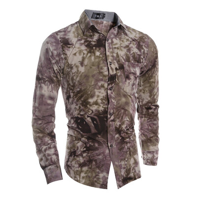 

Fine 3D Tie-Dye Print Casual Slim Long-Sleeve Shirt
