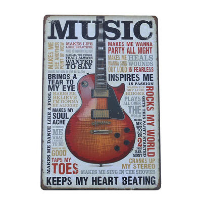 

Metal Tin Signs Guitar Music Wall Art Vintage Plaques Painting House Decor