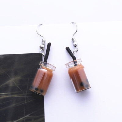 

EK642 Hot Creative Unique Bubble Tea Drop Earrings for Women Personality Milk Tea Drink Earring Funny Party Jewelry Girl Gift
