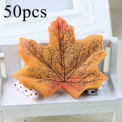 

50Artificial Fall Fake Silk Leaves Lovable Autumn Maple For Wedding Party Decor