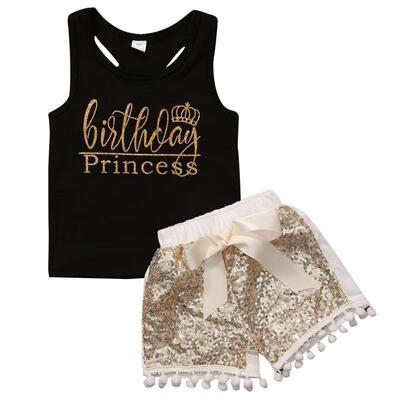 

2PCS Newborn Baby Kids Girl Bowtie Tank Top VestShorts Pants Outfit Clothes Set