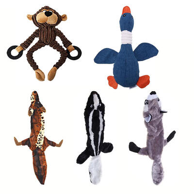 

5pcsset Cute Animals Plush Squeak Toy Pet Dogs Chew Bite Resistant Toys