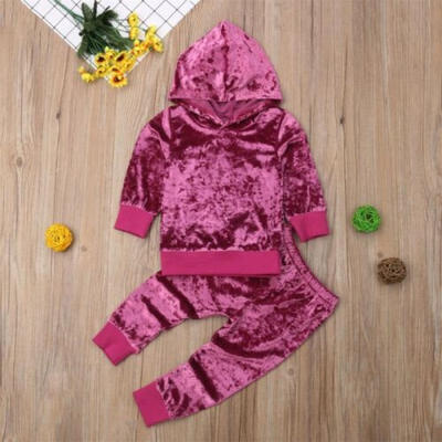 

US Stock Infant Todder Baby Kid Girl T-shirt TopsLong Pants 2Pcs Clothes Outfit