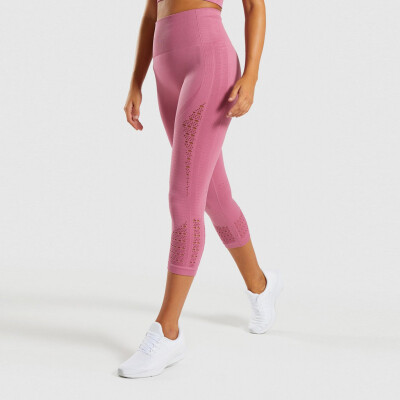 

Tailored Ladie Hollow-out High-waist Hip-up Yoga Pants Leisure Running Seven-minut Pants