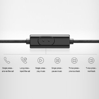 

35mm Wired Headphone In-Ear Stereo Music Headset Smart Phone Earphone Metal Earpiece Hands-free with Microphone In-line Control