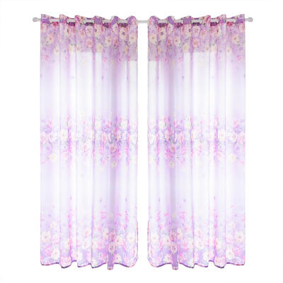 

Flower Print Windows Curtain Semi-Blackout Tulle Voile Drapes Bedroom Decor