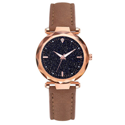 

Korean style simple student watch cross-border explosion models full of stars dial pu belt ladies watch