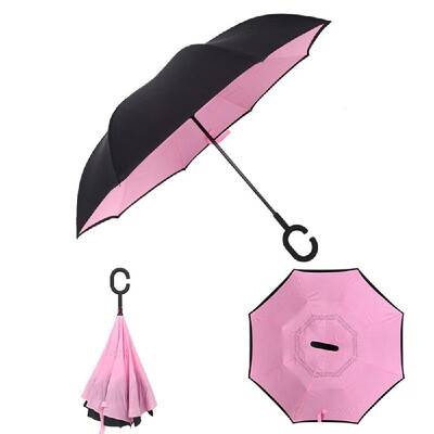 

Cshaped Handle Windproof Reverse Folding Umbrella Double Layer Man Women Sunny Rainy Car Inverted Umbrellas Double Layer Anti UV