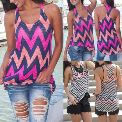

Summer Women Tank Top Blouse Sleeveless Print Crop Top T-Shirt Sportwear New