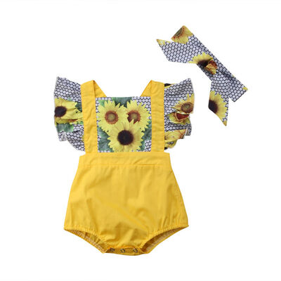 

Cute Newborn Infant Baby Girl Sunflower Bodysuit Romper Jumpsuit Sunsuit Outfits Set