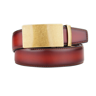 

BPSTAR Mens Automatic Buckle Genuine Leather Mens Ratchet Holeless Belt Business High Quality Mens Real Belt for Pants