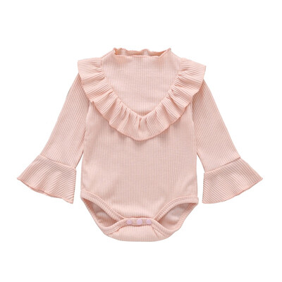 

Kids Girls Bodysuit Jumpsuit Newborn Clothes Infant Baby Flare Sleeve Ruffle Design Rompers 3-24M