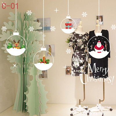 

〖Follure〗Cartoon Snowman Santa Window Sticker Christmas Gift Home Decor Sticker