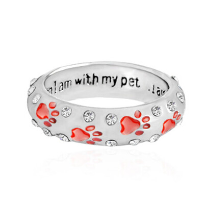 

Popular New Arrivals Rhinestone Hand Stamped Paw Print Ring When I Am With My Pet