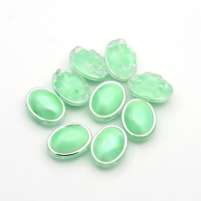 

Sew on Taiwan Acrylic Garment Accessories Oval LightGreen 205x16x9mm Hole 1mm