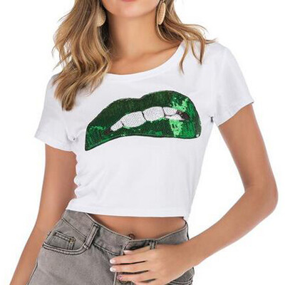 

Starmoon Fashion Women Casual O-Neck Short Sleeve Sequined Tee Tops
