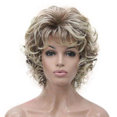 

StrongBeauty Short Wig Soft Tousled Curls Blonde Highlights Full Synthetic Wigs COLOUR CHOICES