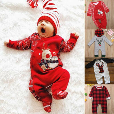 

UK Newborn Baby Boy Girl Xmas Reindeer Romper Jumpsuit Bodysuit Outfits Clothes