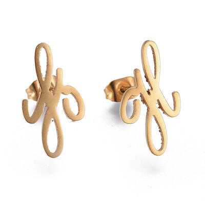 

304 Stainless Steel Stud Earrings Golden 14x125x1mm Pin 07mm