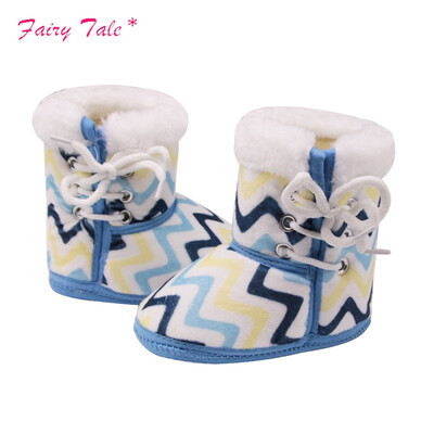 

Baby Bootsborn Multicolored Wavy Print In The Tube Winter Boots Side With Cotton Cloth Baby Warm Boots