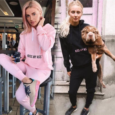 

Soft Women Tracksuit Set Hoodies Sweatshirt Long Pants 2Pcs Sport Suit