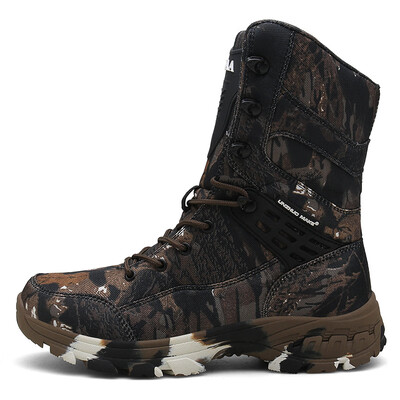 

Autumn new high help camouflage combat boots waterproof military boots non-slip tactical boots training shoes male