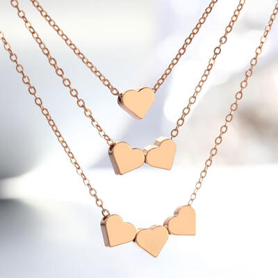 

Hesiod Multi-layer Chain Heart Pendant Necklace Short Love Choker Necklace for Women Trendy Rose Gold Silver Color Collares
