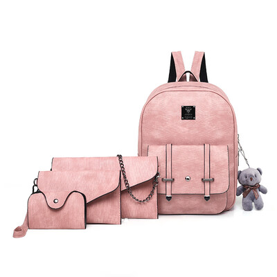 

Foreign trade shoulder bag new European&American trend female bag four-piece backpack wild student book big bag