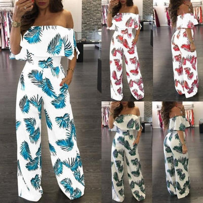 

Women Clubwear Playsuit Casual Off-shoulder Party Jumpsuit&ampRomper Trousers Pants