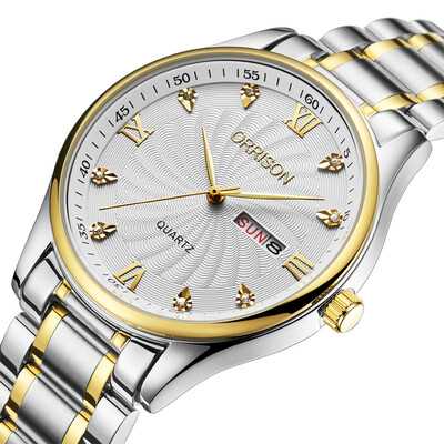 

Watch double calendar mens watch womens watch quartz watch steel belt watch waterproof fashion business movement