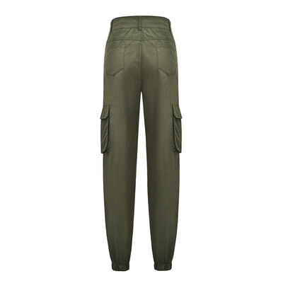 

Casual Women Cargo Pants Solid Color High Waist Functional Pockets Punk Harem Capri Trousers Joggers Streetwear