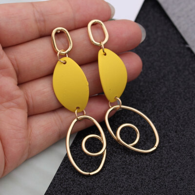 

EK537 New Fashion Metal Painted Waterdrop Heart Pendant Earrings for Women Handmade Sweet Wedding Jewelry Christmas Gift