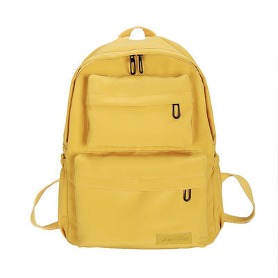

Simple Dual-pocket Canvas Backpack Casual Large Capacity Schoolbag For Students