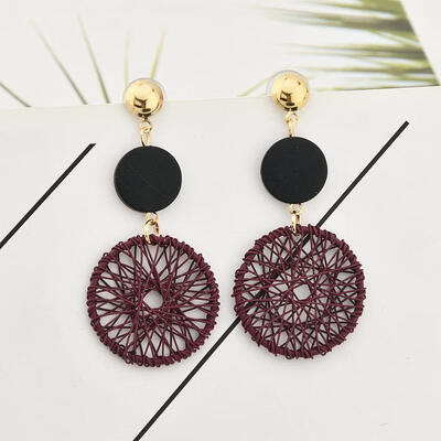 

Korean Fashion DIY Wood Round Earrings Hollow Mesh Dangle Drop Earrings for Women Earings Fashion Jewelry 2019 Brincos Oorbellen