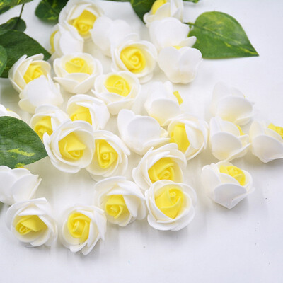 

FUNNYBUNNY 50pcslot 35cm Artificial Foam Rose Two-color Mini Flower Head Wedding Party Home DIY Decorative Materials