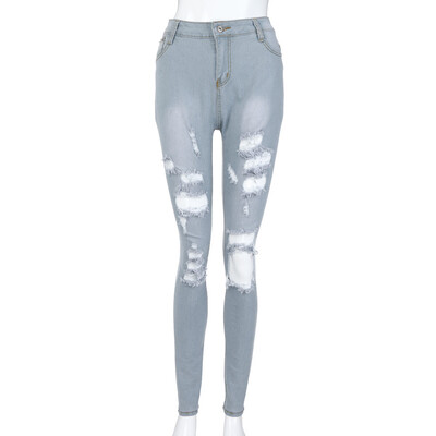 

〖Follure〗Women Casual Slim Skinny Mid Waist Jeans Denim Long Pants Jeans Slim Trousers