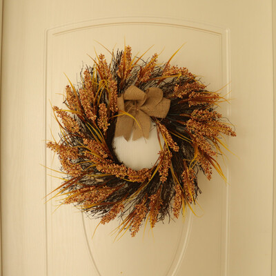 

Tailored 60cm Grain Harvest Rattan Ring Door Wreath Door Wall Decoration Thanksgiving Day