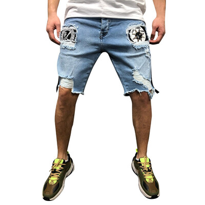 

Gobestart Mens Casual Shorts Jeans Sports Pocket Slim Fit Pants Shredded Trousers