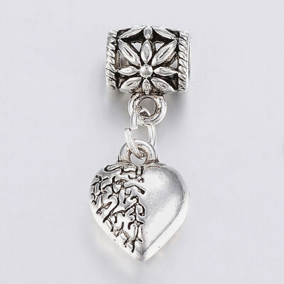 

Tibetan Style Alloy European Dangle Beads Lead Free & Cadmium Heart Antique Silver 24mm Hole 4mm Pendant 12x95x5mm