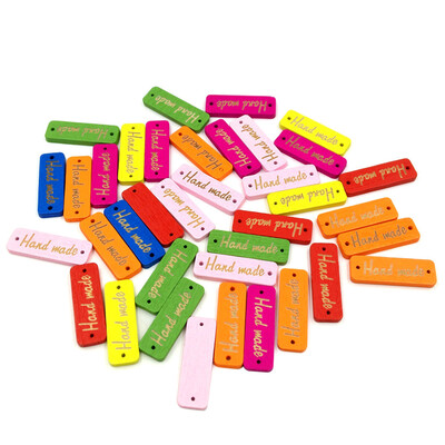 

Siaonvr 50pcs Wood color Wooden Hand made Lettering 2-hole sewing Scrapbooking 30mm
