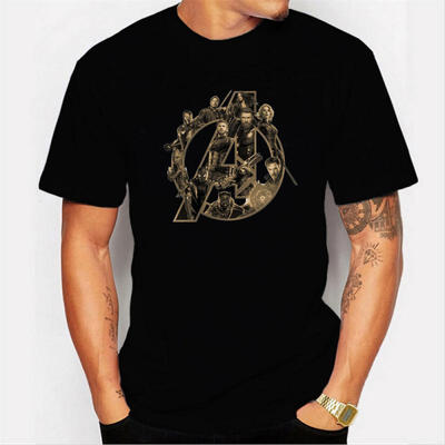 

Casual O-Neck T-Shirt Short-Sleeved Print Tees Cotton Top For Men - Black