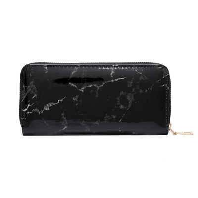

Creative Casual Women Marble Patent Leather Long Clutch Zipper Coin Wallets