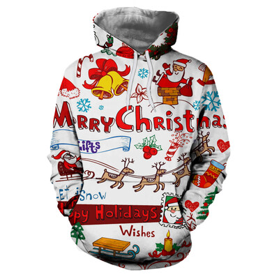 

Men\s New 3D Christmas Pattern Print Long Sleeve Patch Pocket Hoodie Sweater